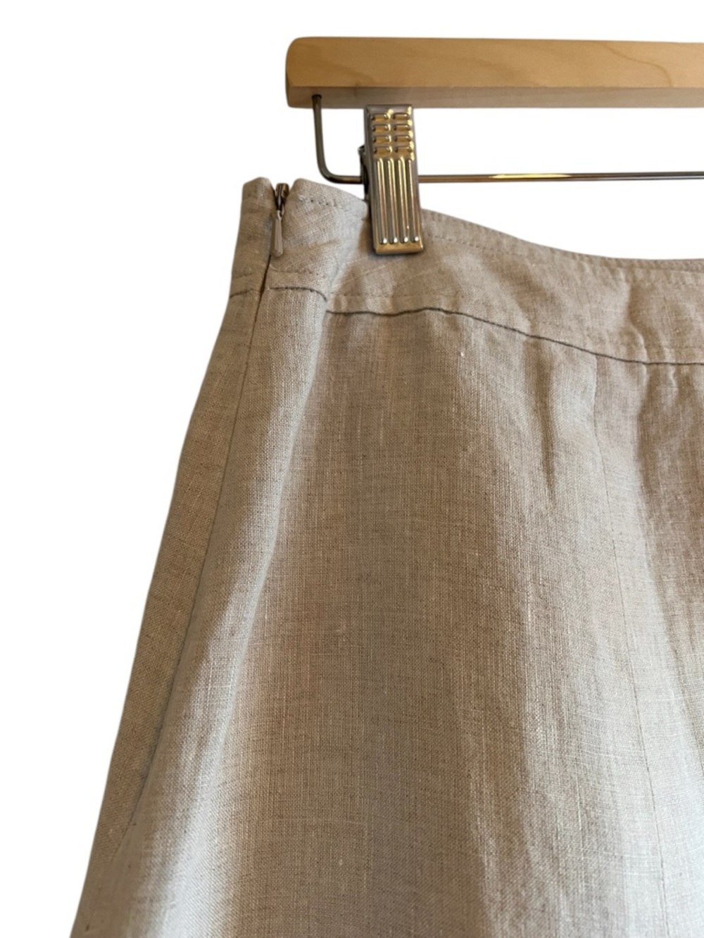 Brooks Brothers linen pleated a-line skirt in tan size 12 excellent condition - Picture 10 of 12